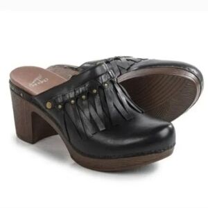 Dansko Women Deni Fringe Mary Jane Clog Mule Heels Fringe Shoes Sz 41/10.5-11